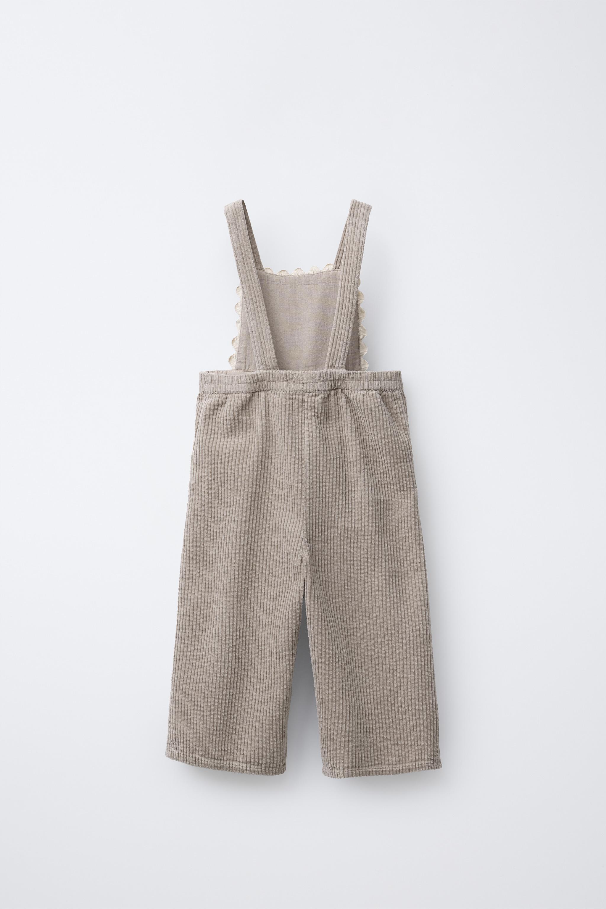 LONG CORDUROY OVERALLS WITH RICKRACK TRIM